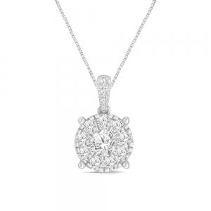 Novello Lab-grown Diamonds Round Halo Pendant 1 Ct. T.w. in 14K White Gold