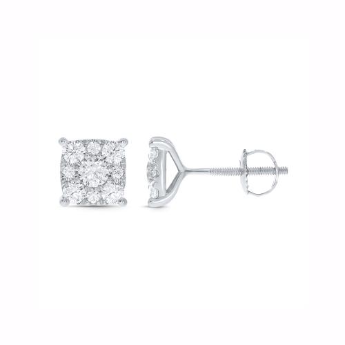 Novello Lab-grown Diamonds Round Halo Studs 1 Ct. T.w. in 14K White Gold