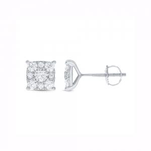 Novello Lab-grown Diamonds Round Halo Studs 1 Ct. T.w. in 14K White Gold