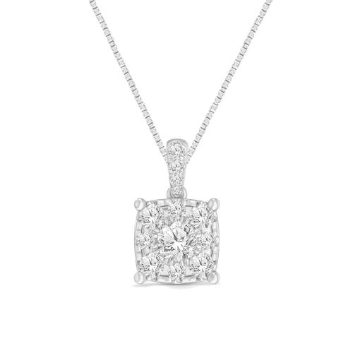 Novello Lab-grown Diamonds Cushion-Shaped Cluster Pendant - 1 Ct. T.w. in 14K White Gold