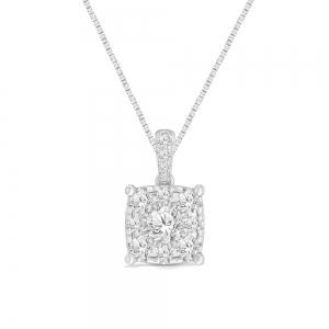 Novello Lab-grown Diamonds Cushion-Shaped Cluster Pendant - 1 Ct. T.w. in 14K White Gold