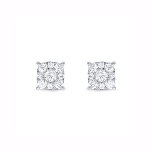 Novello Lab-grown Diamonds Cluster Cushion Screw Studs 1.50 Ct. T.w. in 14K White Gold