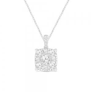 Novello Lab-grown Diamonds Cushion Cluster Pendant - 1.50 Ct. T.w. in 14K White Gold