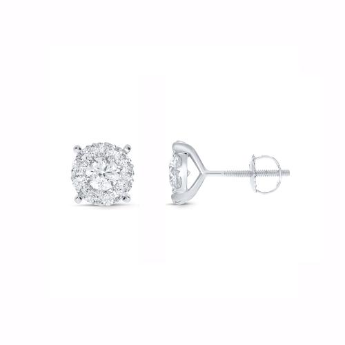 Novello Lab-grown Diamonds Round Halo Studs 1.50 Ct. T.w. in 14K White Gold