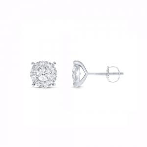 Novello Lab-grown Diamonds Round Halo Studs 1.50 Ct. T.w. in 14K White Gold