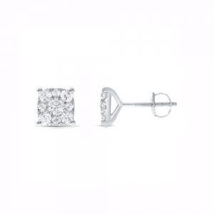 Novello Lab-grown Diamonds Floral Screw Studs 2 Ct. T.w. in 14K White Gold
