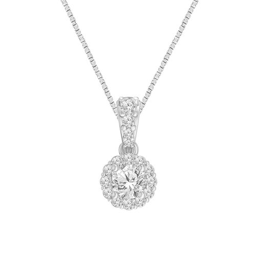 Novello Lab-grown Diamonds Halo Pendant 0.50 Ct. T.w. in 14K White Gold