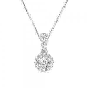 Novello Lab-grown Diamonds Halo Pendant 0.50 Ct. T.w. in 14K White Gold