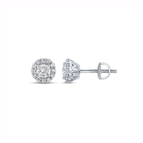Novello Lab-grown Diamonds Round Halo Studs 0.50 Ct. T.w. in 14K White Gold