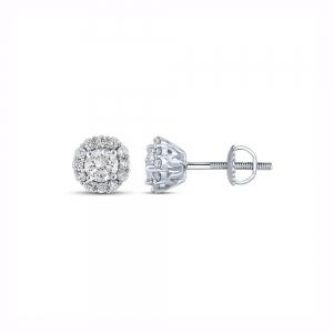 Novello Lab-grown Diamonds Round Halo Studs 0.50 Ct. T.w. in 14K White Gold