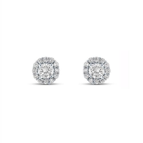 Novello Lab-grown Diamonds Round Halo Studs 0.50 Ct. T.w. in 14K White Gold