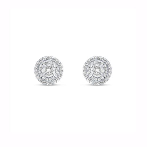 Novello Lab-grown Diamonds Double Halo Screw Studs 0.75 Ct. T.w. in 14K White Gold