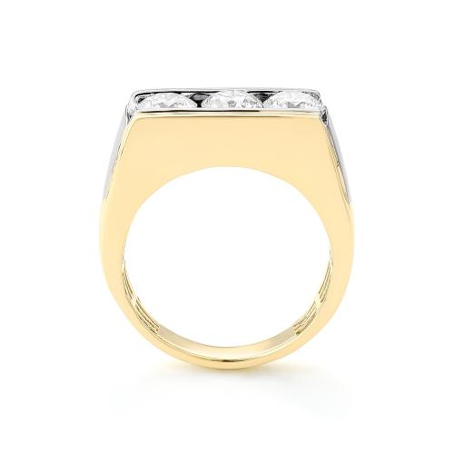 Novello Lab-grown Diamonds 3-stone Channel-set Men's Ring 2.30 Ct. T.w. in 14K Yellow White Gold