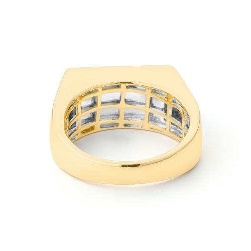 Novello Lab-grown Diamonds 3-stone Channel-set Men's Ring 2.30 Ct. T.w. in 14K Yellow White Gold