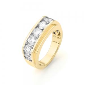 Novello Lab-grown Diamonds 7-Stone Channel-set Men's Engagement Ring 2.90 Ct. T.w. in 14K Yellow Gold