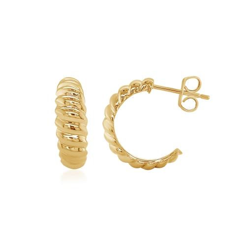 Braided Dome Huggie Hoops in 14K White Gold