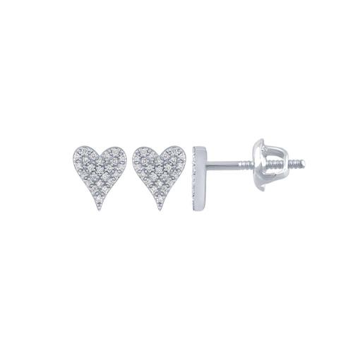 Bella by Ovani® Lab-grown Diamonds Elongated Heart Pave Screw Studs 0.20 Ct. T.w. in 10K White Gold