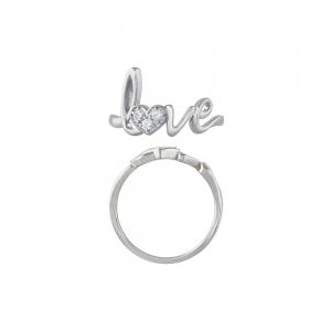 Novello Lab-grown Diamonds Cursive Script L-O-V-E Promise Ring - 0.10 Ct. T.w. in 10K White Gold