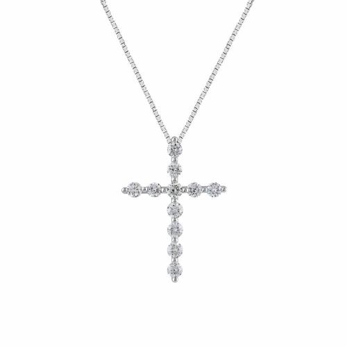 3/4 Ct. T.w. Lab-grown Diamond Cross Pendant - Novello In 14Kt White Gold