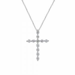 3/4 Ct. T.w. Lab-grown Diamond Cross Pendant - Novello In 14Kt White Gold