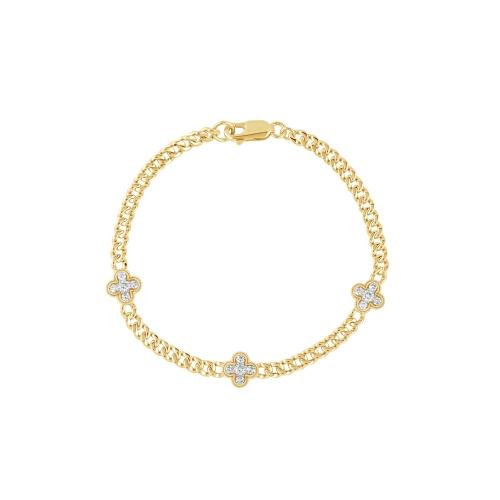 Novello Lab-grown Diamonds Clover Curb Link Bracelet 0.60 Ct. T.w. in 10K Yellow Gold