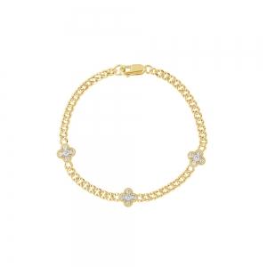 Novello Lab-grown Diamonds Clover Curb Link Bracelet 0.60 Ct. T.w. in 10K Yellow Gold