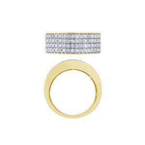Novello Lab-grown Diamonds 4-row Pave Men's Fashion Ring 1.85 Ct. T.w. in 10K Yellow Gold