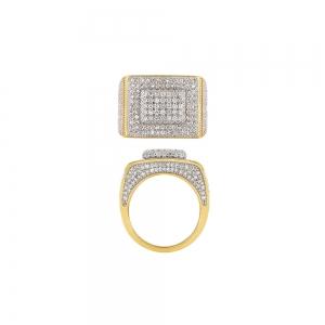 Novello Lab-grown Diamonds Square-top Pave Hip Hop Men's Fashion Ring 2.50 Ct. T.w. in 10K Yellow Gold