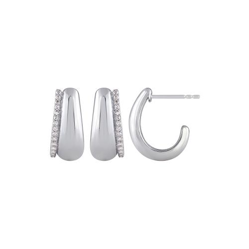 Bella by Ovani® Lab-grown Diamonds Round Contemporary Hoops 0.13 Ct. T.w. in 10K White Gold