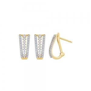 Novello Lab-grown Diamonds 3-row Pave Huggie Hoops 0.50 Ct. T.w. in 10K Yellow Gold