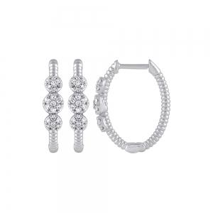 Bella by Ovani® Lab-grown Diamonds Cluster Hoops 0.25 Ct. T.w. in 10K White Gold