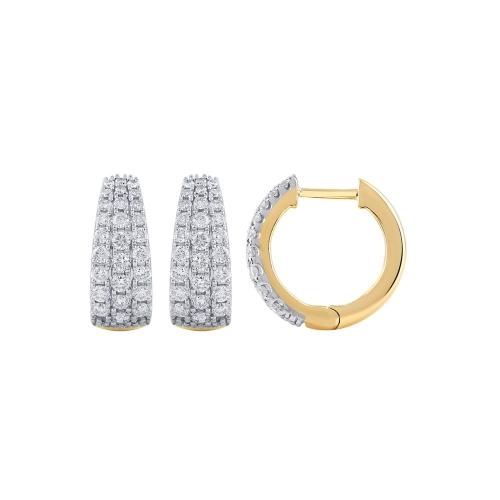Novello Lab-grown Diamonds 3-row Hoops 1 Ct. T.w. in 10K Yellow Gold