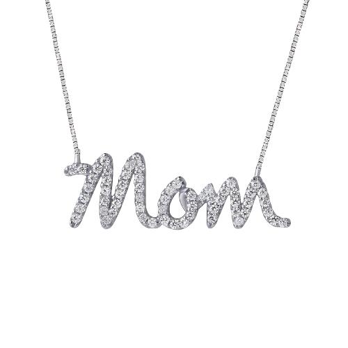 Novello Lab-grown Diamonds Mom Necklace 5.90 Ct. T.w. in 10K White Gold