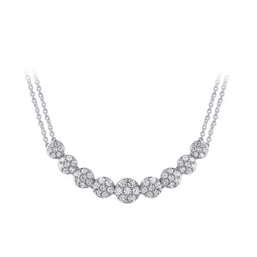 Novello Lab-grown Diamonds Graduated Cluster Illusion Necklace 1 Ct. T.w. in 14K White Gold