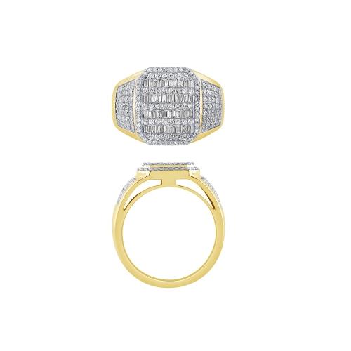 Novello Lab-grown Diamonds Baguette and Pave Men's Fashion Ring 1.33 Ct. T.w. in 10K Yellow Gold