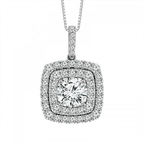 Novello Lab-grown Diamonds Double Halo Pendant 2.29 Ct. T.w. in 14K White Gold