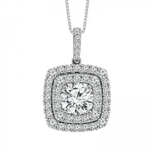 Novello Lab-grown Diamonds Double Halo Pendant 2.29 Ct. T.w. in 14K White Gold