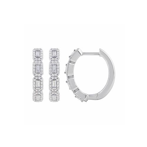 Novello Lab-grown Diamonds Round & Baguette Hoops 0.50 Ct. T.w. in 10K White Gold