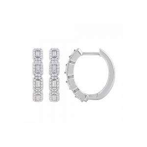 Novello Lab-grown Diamonds Round & Baguette Hoops 0.50 Ct. T.w. in 10K White Gold
