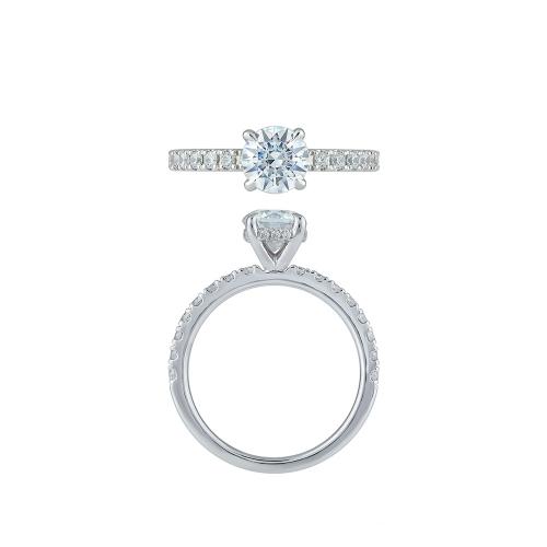 Diani® Solitaire Engagement Ring with Hidden Halo - 0.75 Ct. T.w. in 14K White Gold