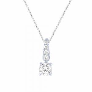 Novello Lab-grown Diamonds Graduated Pave Bail Solitaire Pendant - 0.65 Ct. T.w. in 14K White Gold