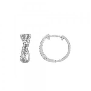 Diamond Crossover 2-row Huggie Hoops 0.31 Ct. T.w. in 10K White Gold