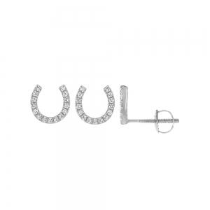 Novello Lab-grown Diamonds Horseshoe Screw Studs 0.15 Ct. T.w. in 10K White Gold