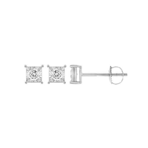 Novello Lab-grown Diamonds Square Illusion Screw Studs 0.16 Ct. T.w. in 10K White Gold