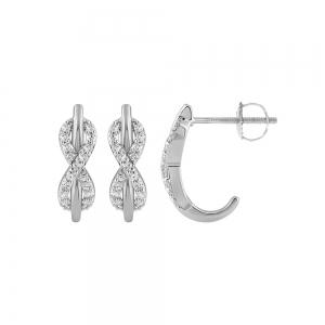 Novello Lab-grown Diamonds Infinity Twisted Ribbon Screw Studs 0.25 Ct. T.w. in 10K White Gold