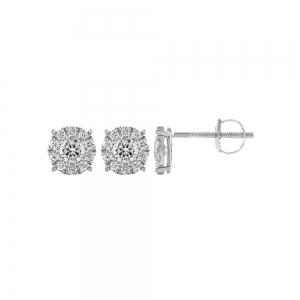 Novello Lab-grown Diamonds Composite Halo Screw Studs 0.50 Ct. T.w. in 10K White Gold