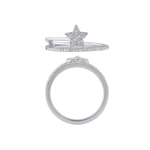 Novello Lab-grown Diamonds Star Wrap RBC Composite Promise Ring 0.15 Ct. T.w. in 10K White Gold