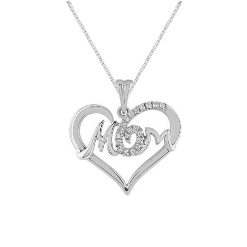 Novello Lab-grown Diamonds Heart Mom Pendant 0.07 Ct. T.w. in 10K White Gold
