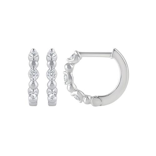 Bella by Ovani® Marquise Illusion Huggie Hoops - 0.16 Ct. T.w. in 10K White Gold