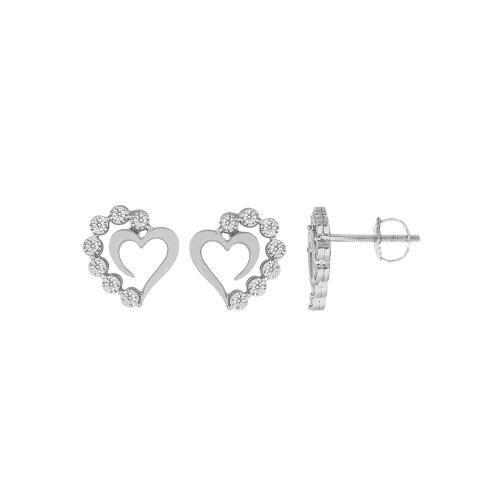 Novello Lab-grown Diamonds Heart Studs 0.10 Ct. T.w. in 10K White Gold